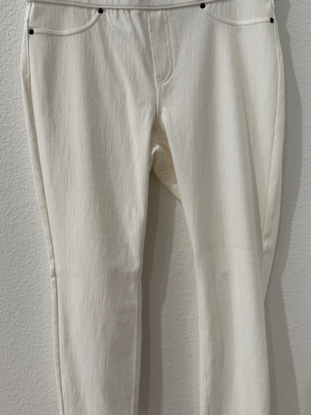 HUE Women's Original DENIM CAPRI LEGGINGS | WHITE Stretch | Large | NEW